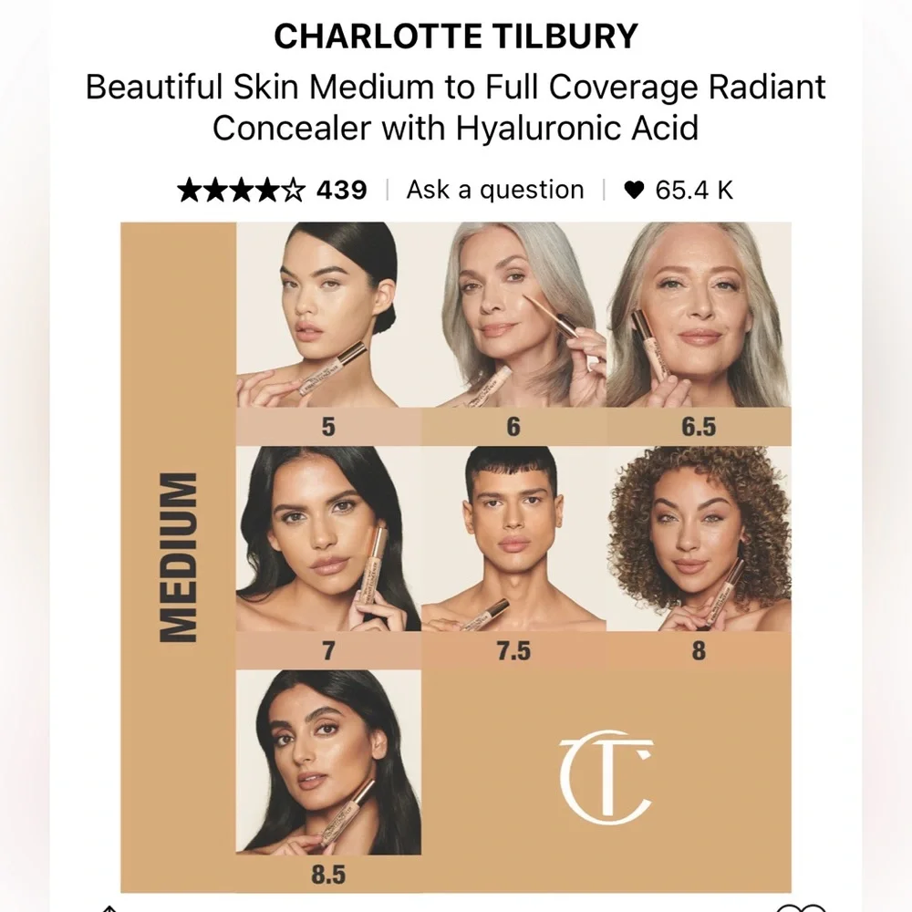 NIB Charlotte Tilbury RADIANT CONCEALER(3.5, 4.5, 8.5,& Tan 9) PRICE EACH